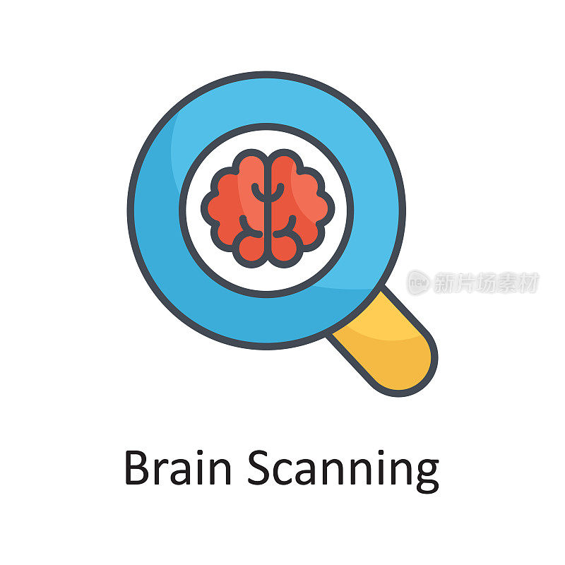 大脑扫描矢量填充轮廓图标设计插图在白色背景。EPS 10个文件